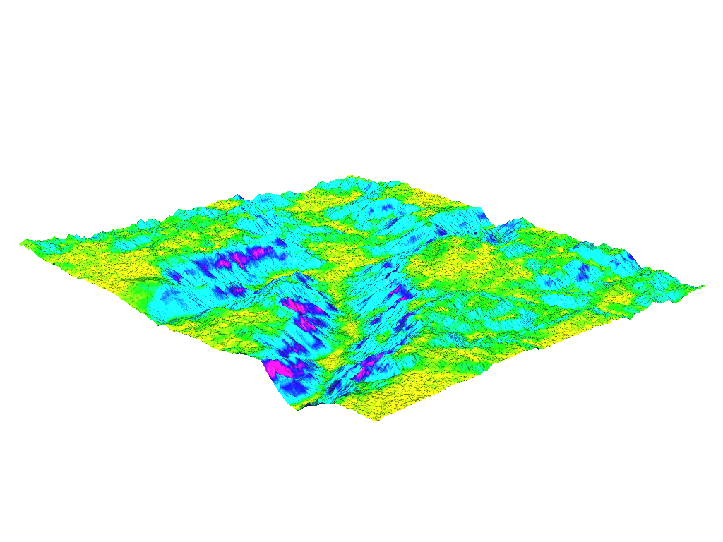 Visualización 3D del mapa porcecito con los colores del mapa de Relieve Relativo